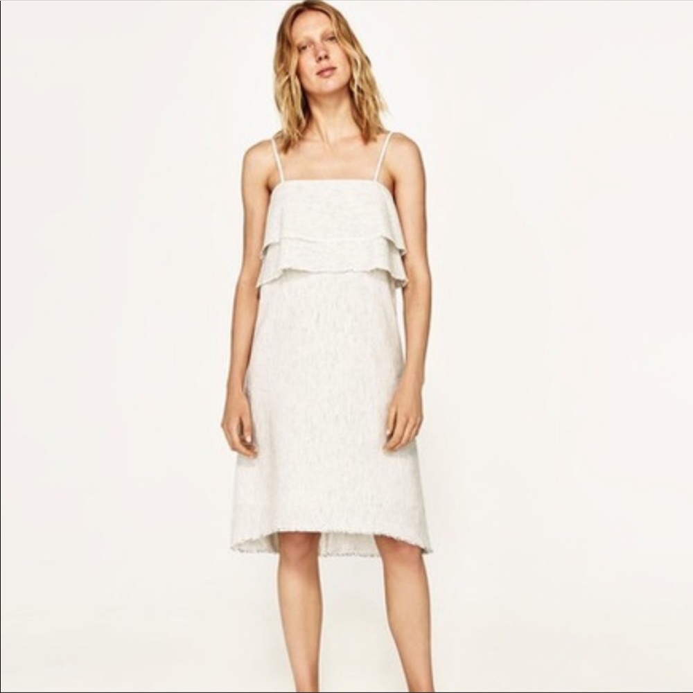 Zara pin-striped linen tank dress